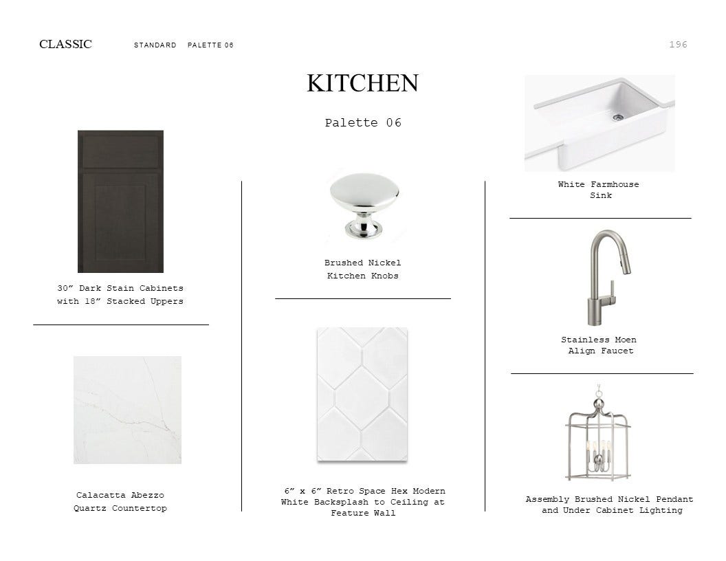 Classic Look Palette 6: Kitchen Selection Sheet (*Artist rendering used for illustration purposes only.)