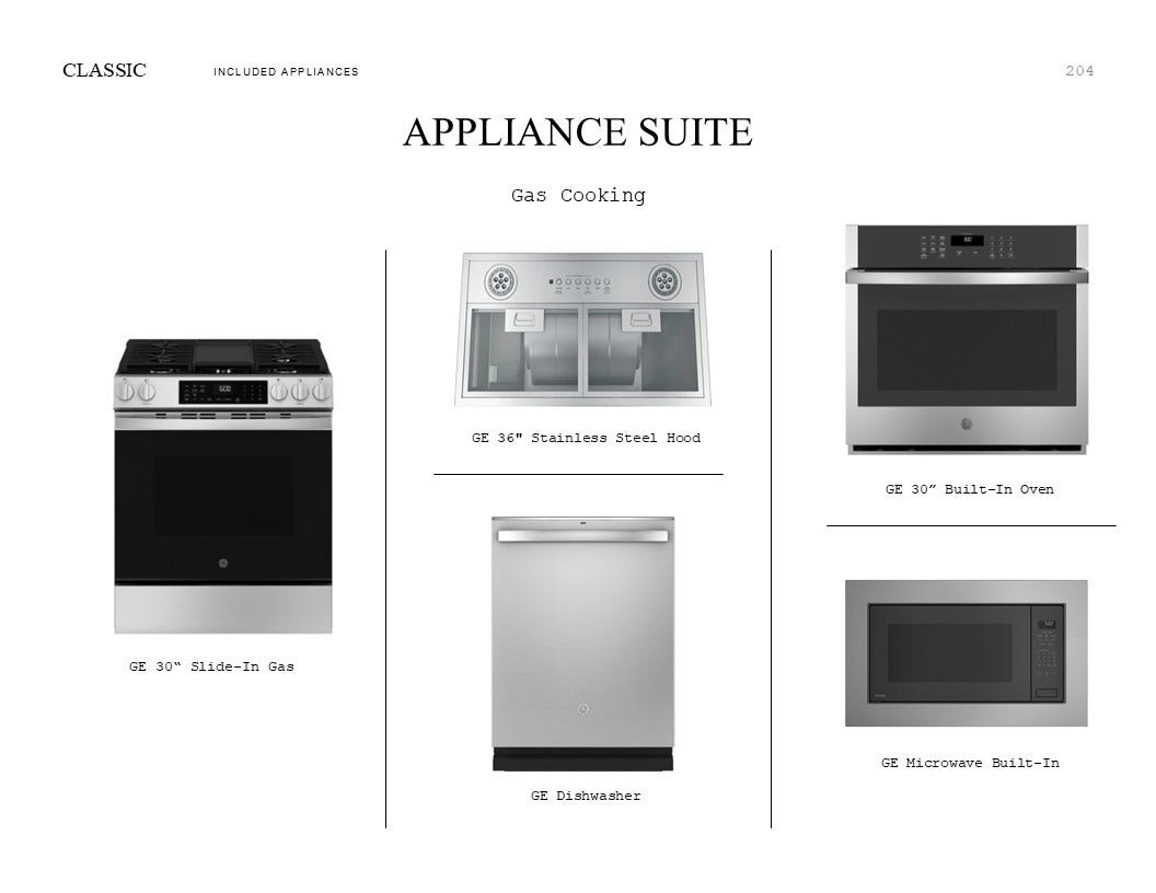 Classic Look Palette 6: Appliance Selection Sheet (*Artist rendering used for illustration purposes only.)