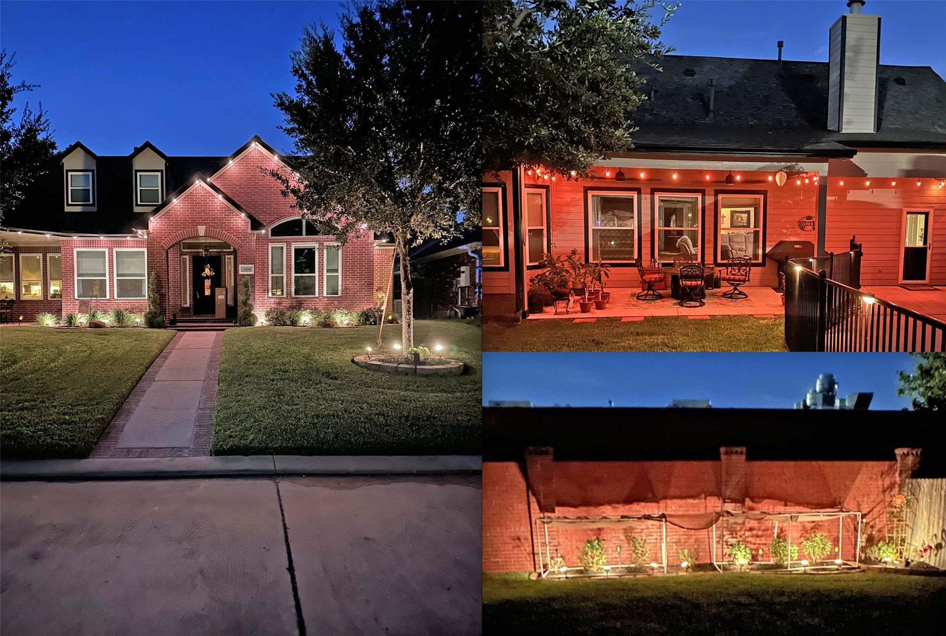 Beautiful extensive landscape lighting front and back.