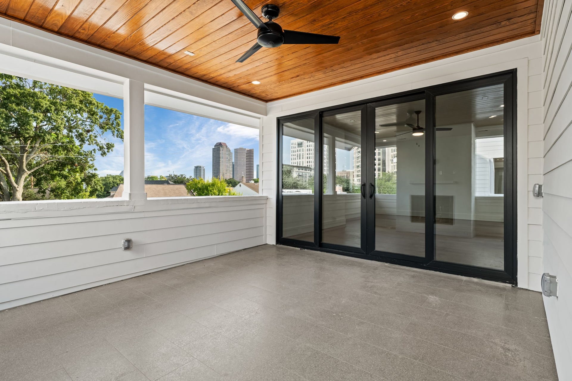 5409 Chevy Chase, #A, Houston, TX 77056 View of the sliding glass doors to the covered terrace.