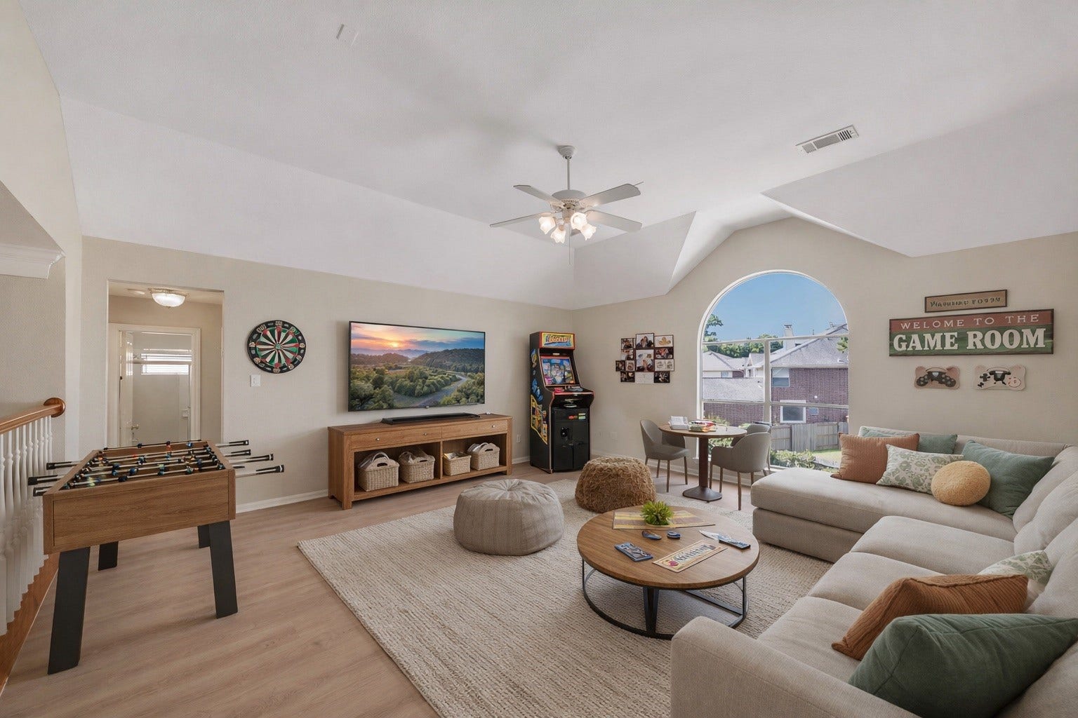 3907 Garnet Falls, Sugar Land, TX 77479 *Virtually staged* The game room is spacious and perfect for entertainment.