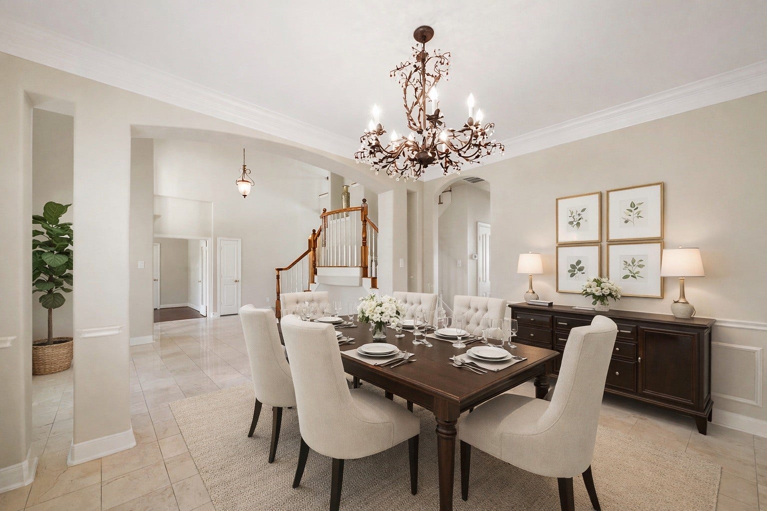 3907 Garnet Falls, Sugar Land, TX 77479 *Virtually staged* The dining area can extend into the entry hall, accommodating larger parties.