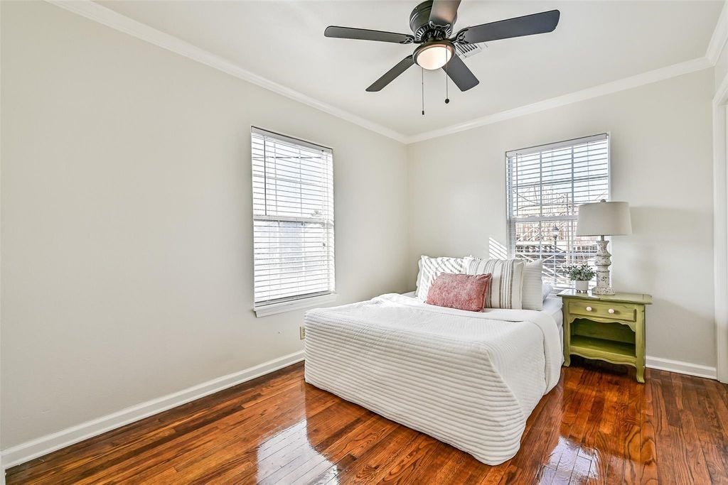 1029 62nd Street, #Up, Galveston, TX 77551 Spacious front bedroom that features views of Offats Bayou.