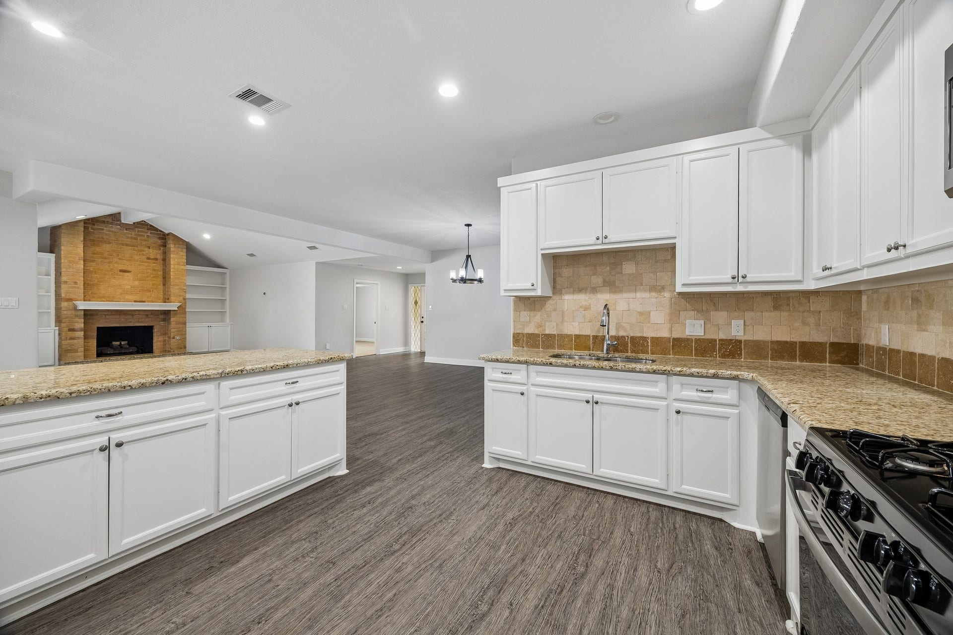 View of the open floor plan from the kitchen.