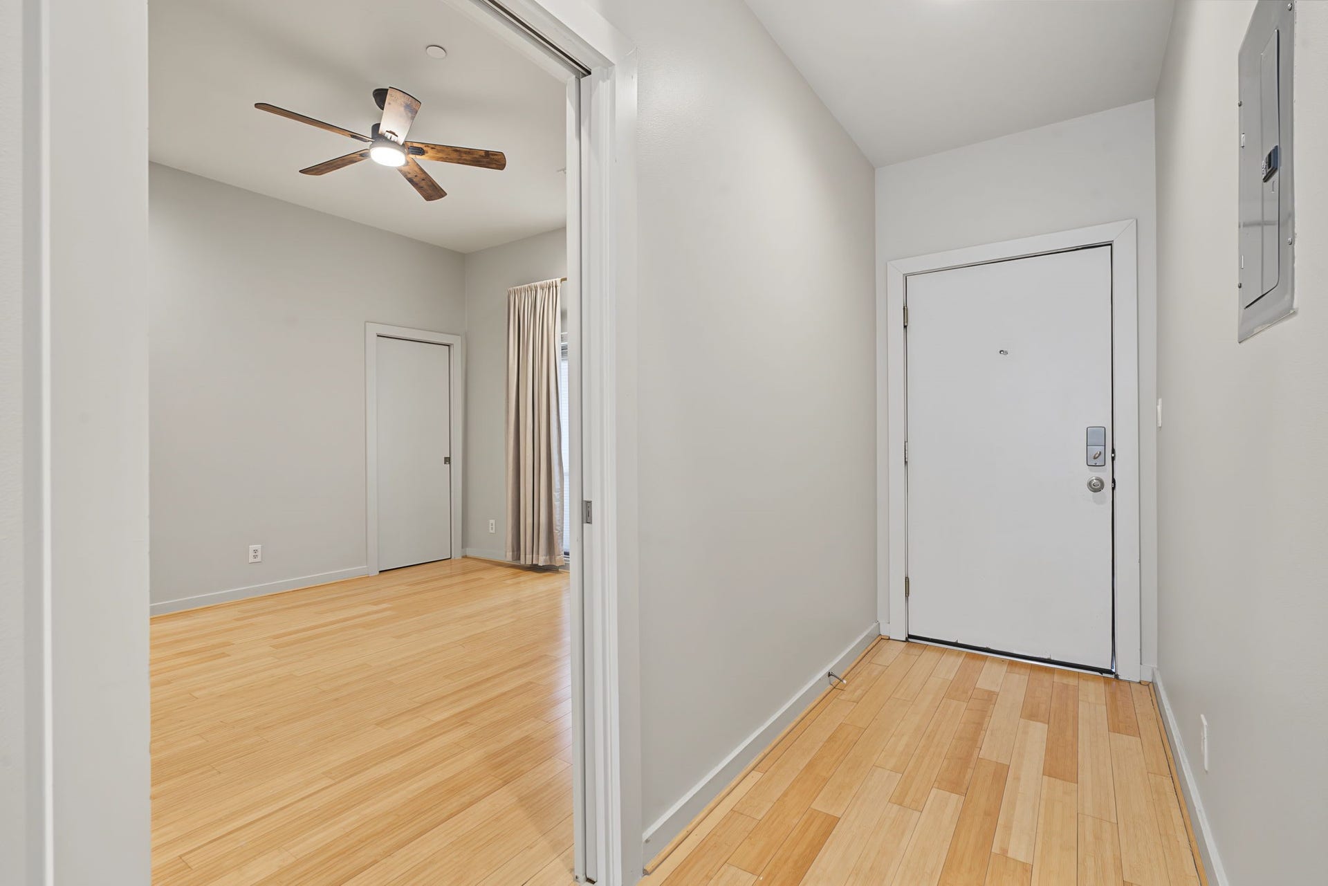 Right off the foyer is the primary bedroom with a huge walk-in closet and en-suite entrance to bath.