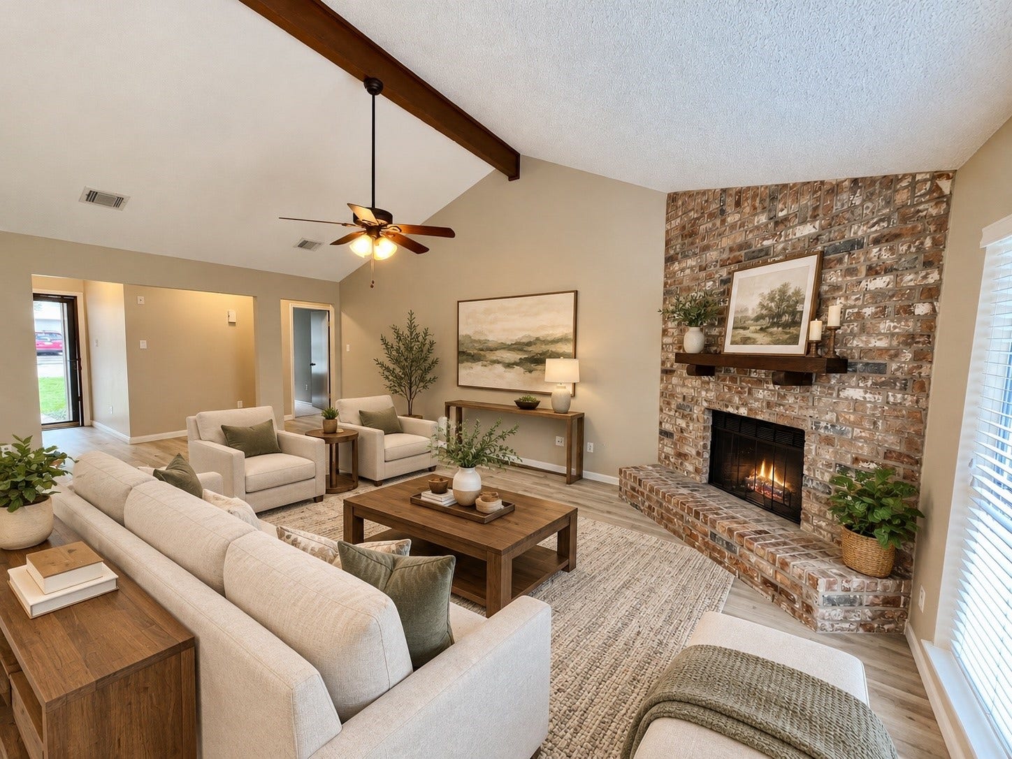 6 Leverwood Court, The Woodlands, TX 77381 Virtually staged Family room to help you appreciate the room's proportions and furniture placement.