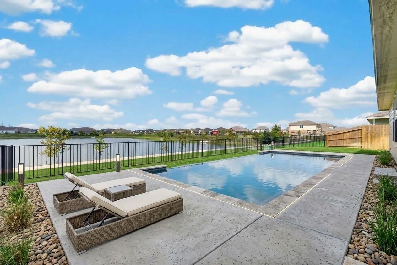 5438 Still Meadow Lane, Richmond, TX 77469 Designed vision: Conceptual pool rendering highlighting the spacious lakeside lot.