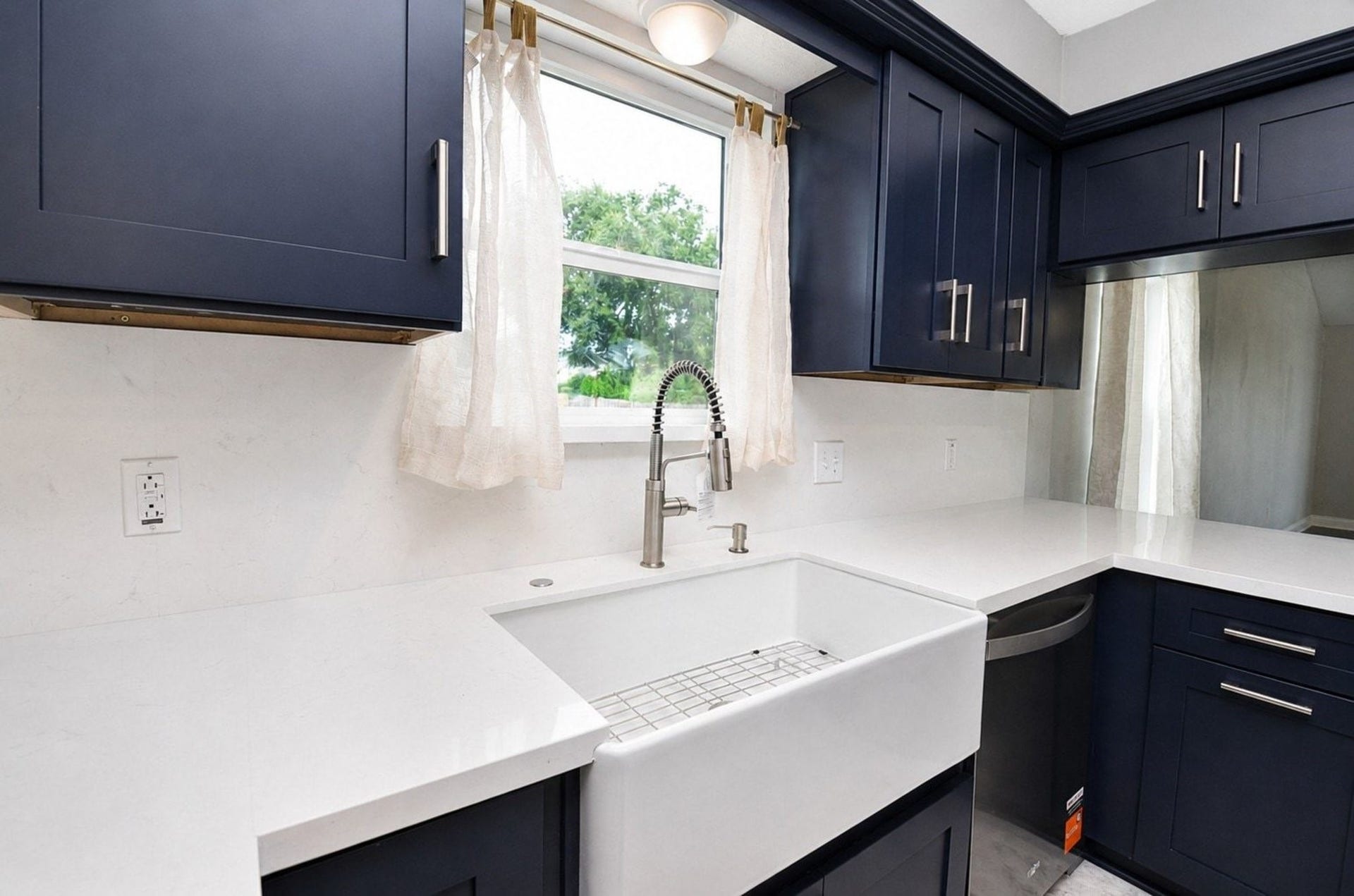 Brand New High End Faucet/White Farm Sink and Stainless Steel 3 Rack Dishwasher.
