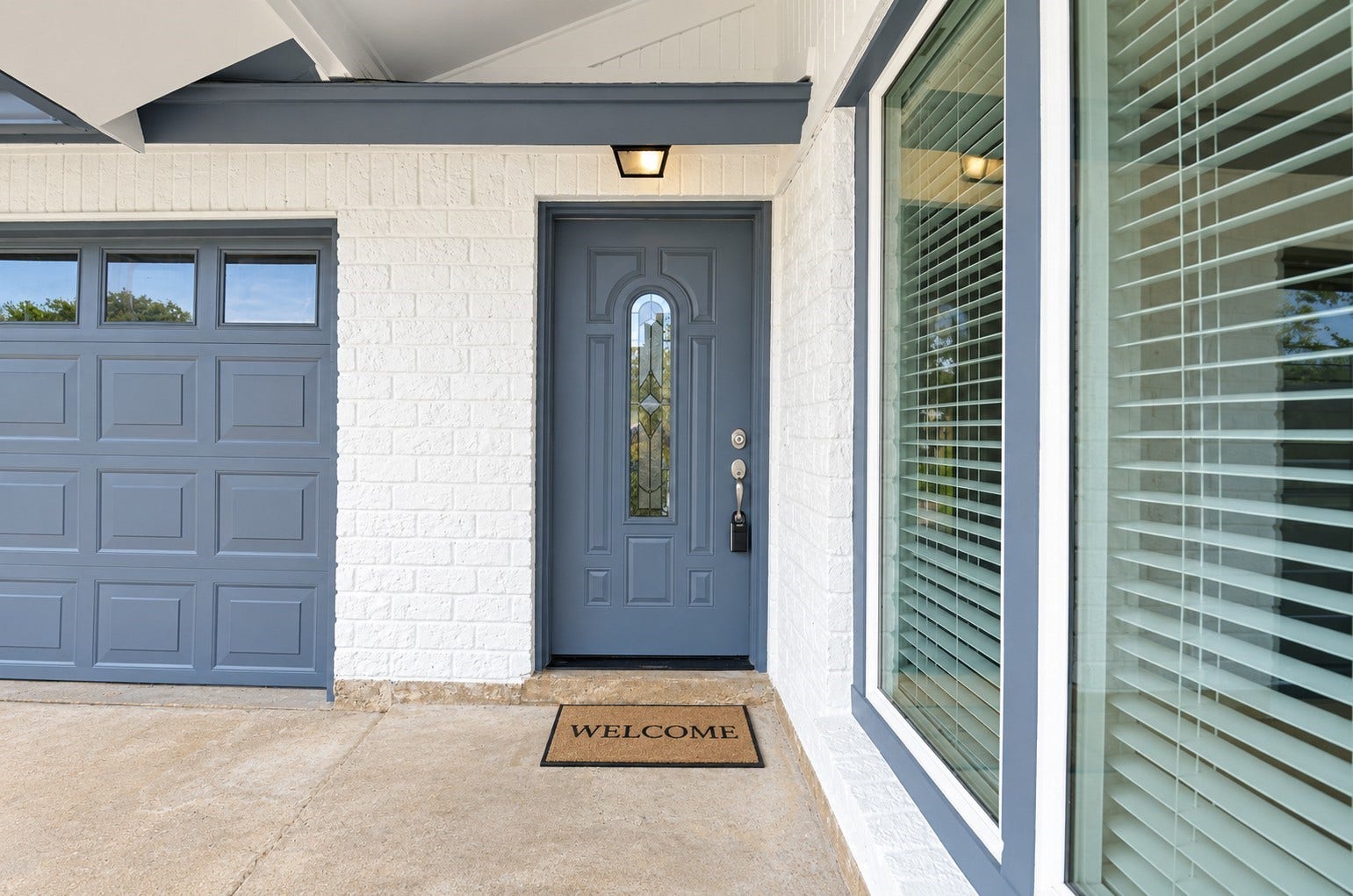 Freshly Painted Front Door in Calm & Elegant Tone Welcome You Home.