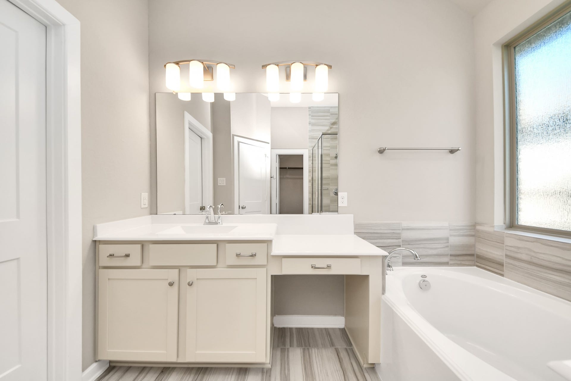 6110 Dovetail Cliff Court, Katy, TX 77493 Additional view of the primary bathroom showcasing the spacious vanity and elegant finishes.