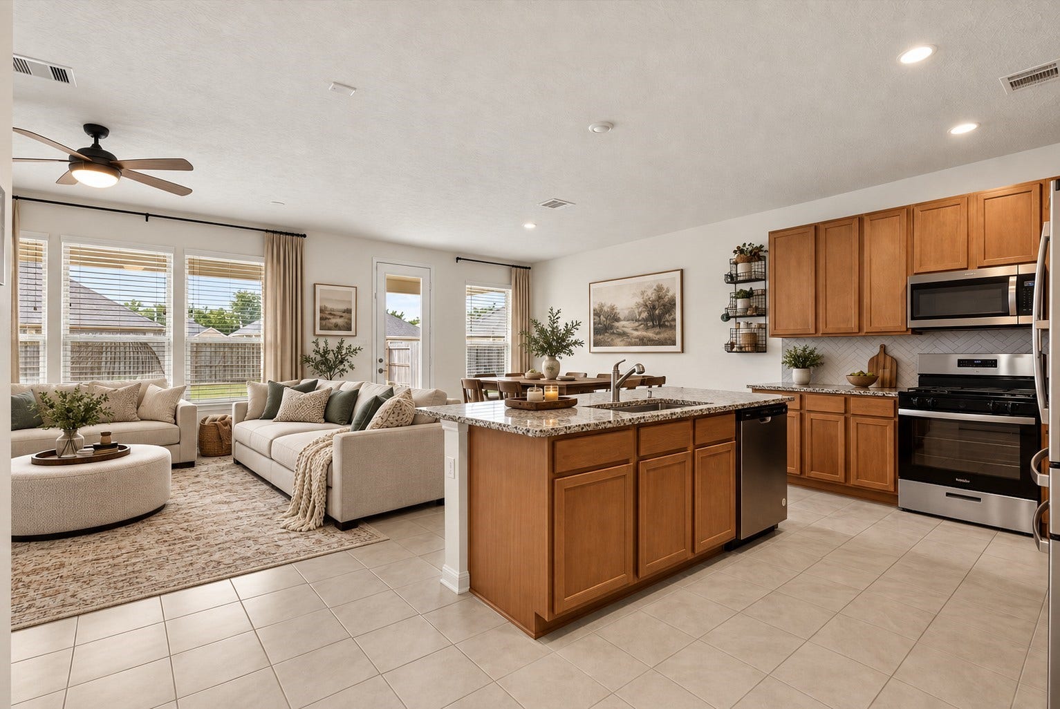 714 Allana Lane, Alvin, TX 77511 Virtually Staged Kitchen & Living Room