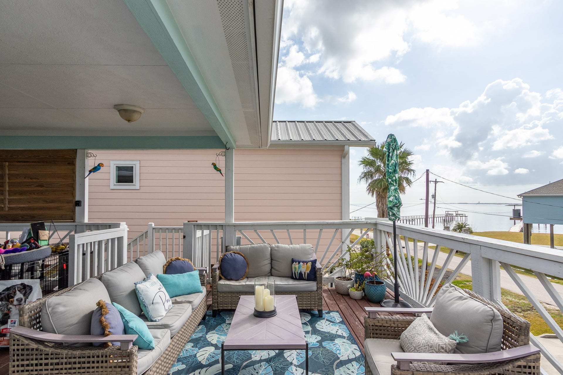 2414 Avenue P, San Leon, TX 77539 Front deck. Perfect for entertaining or relaxing. Beautiful bay views and sunsets.