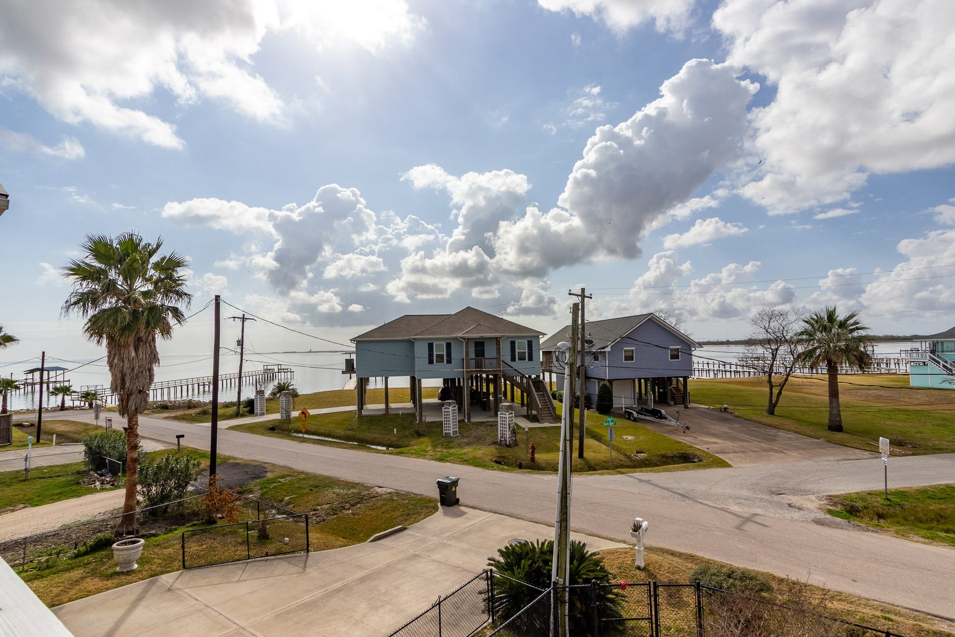 2414 Avenue P, San Leon, TX 77539 View from the front deck toward the private fishing pier.