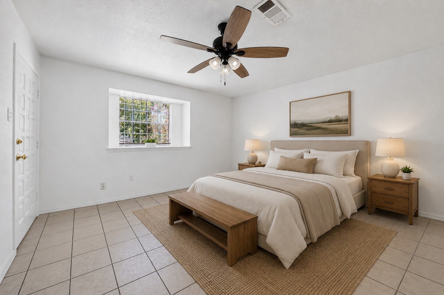 522 Hollyvale Dr, Houston, TX 77060 Serene bedroom retreat with soft natural light and neutral tones.