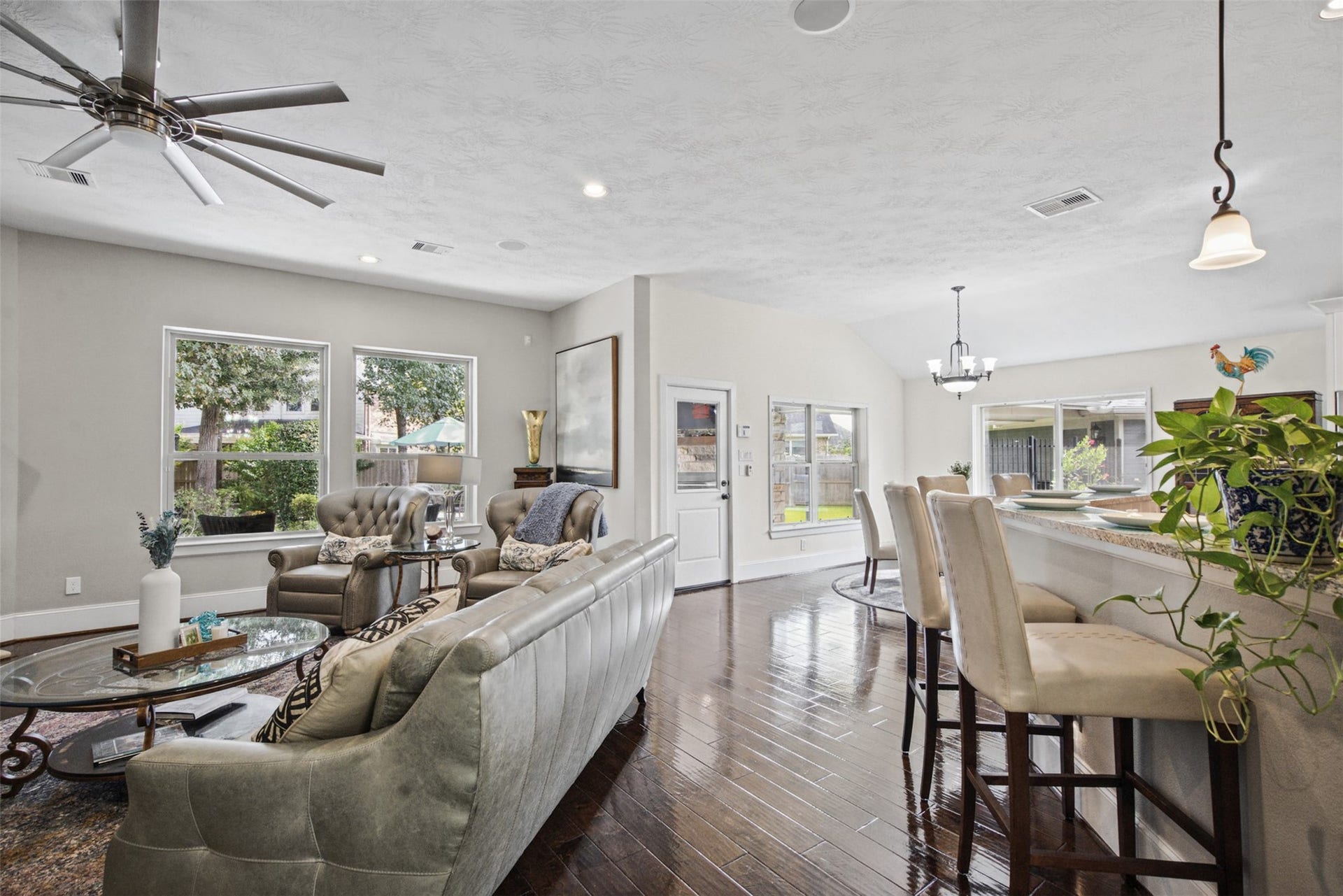 View from the hallway into the breakfast and family room area.