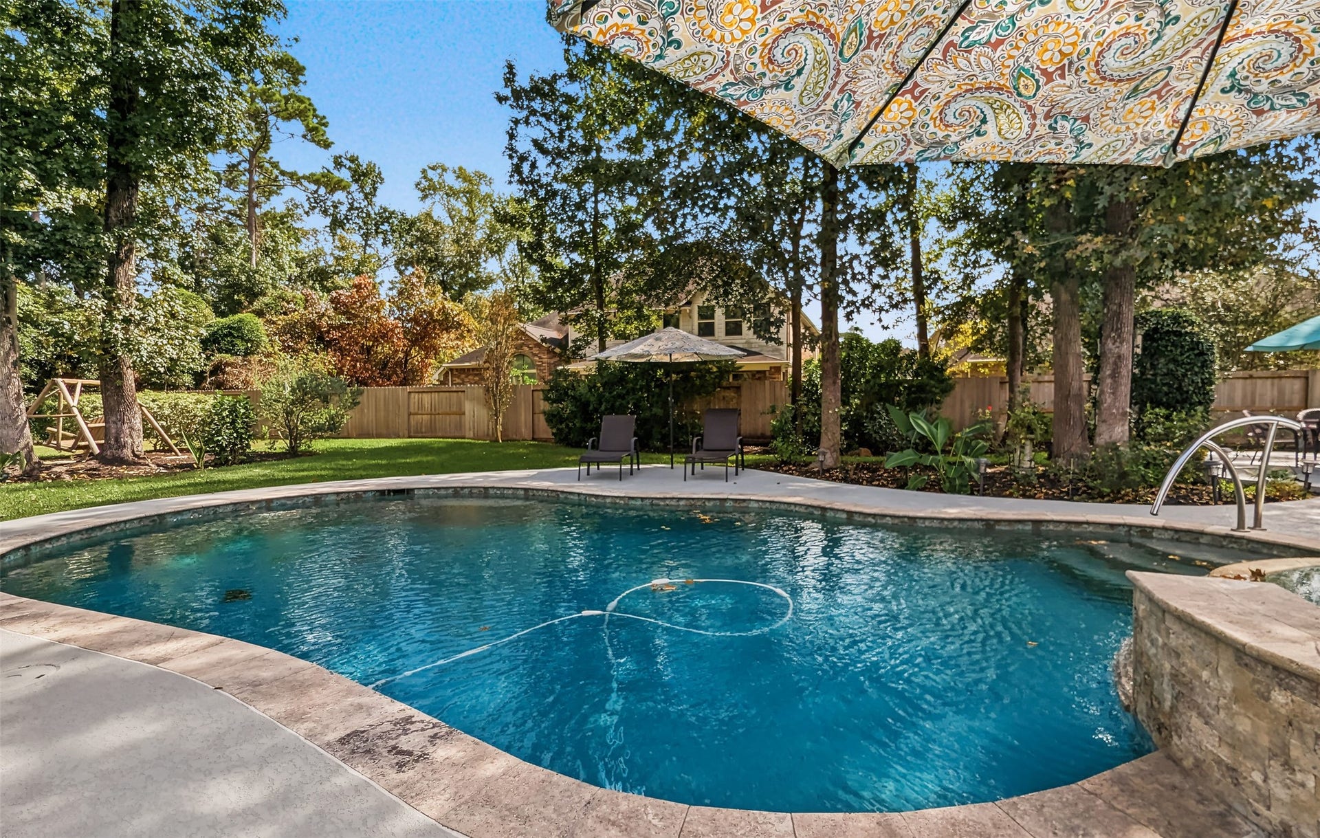 Enjoy weekend gatherings with family and friends by the poolside, perfect for swimming and grilling.