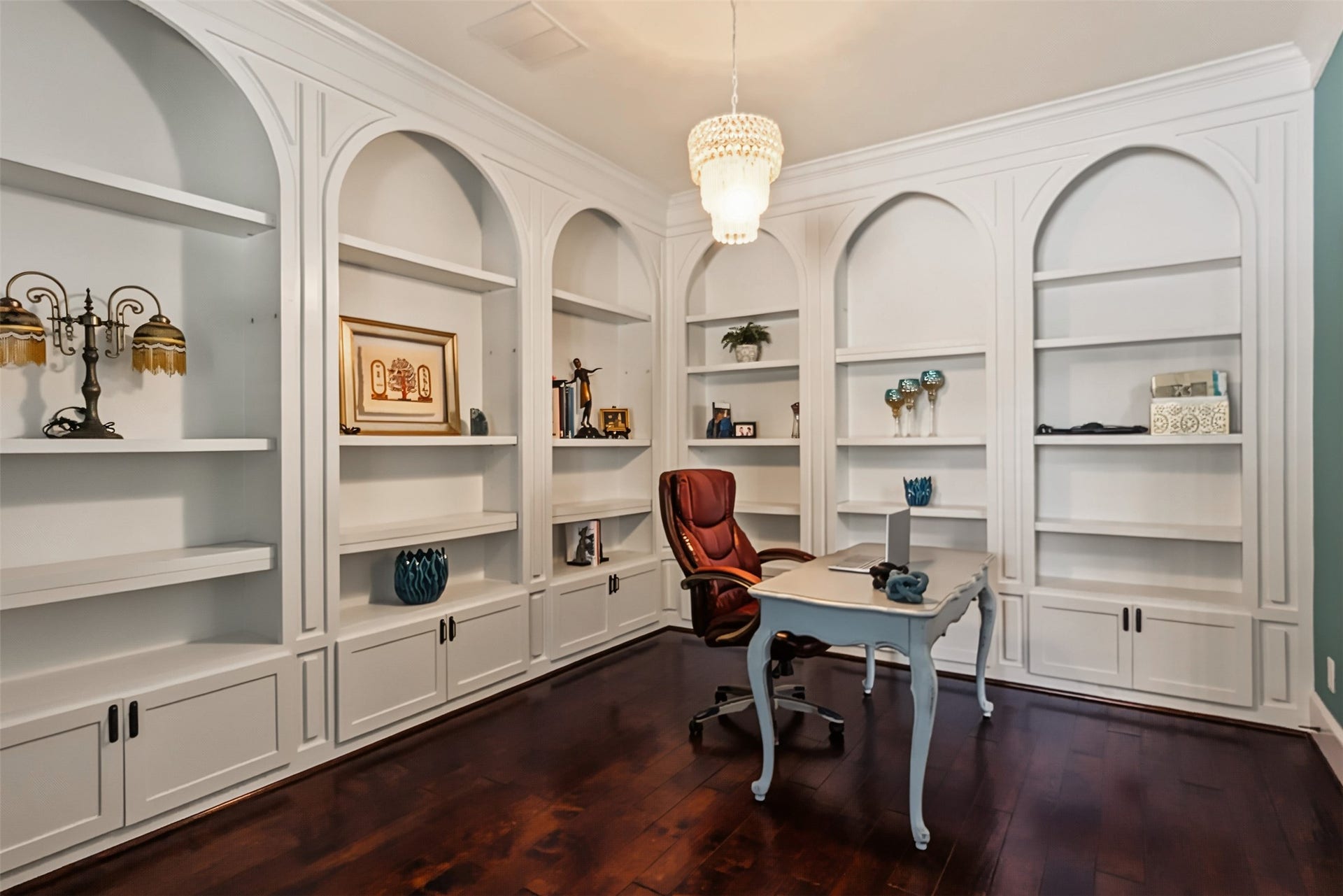 Elegant built-ins, sleek engineered hardwoods, and abundant space.