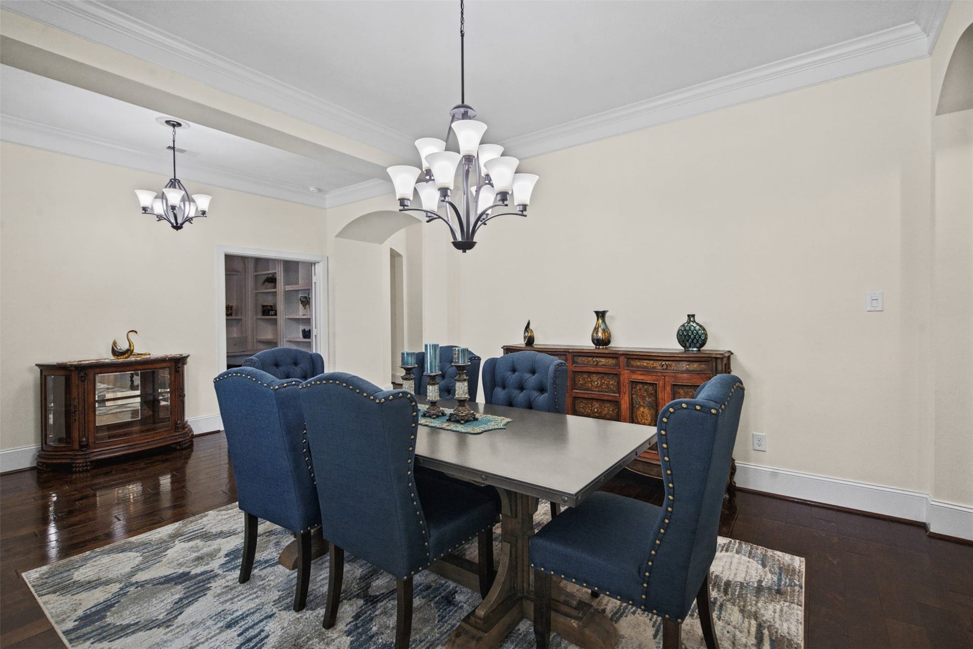 Spacious dining room perfect for festive gatherings.