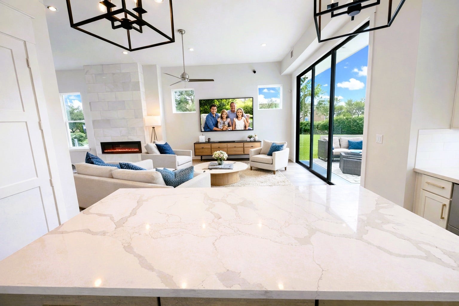 9849 Mocking Bird Hill Lane, Houston, TX 77080 Living Room Opens to All that Yard (pic was virtually staged)