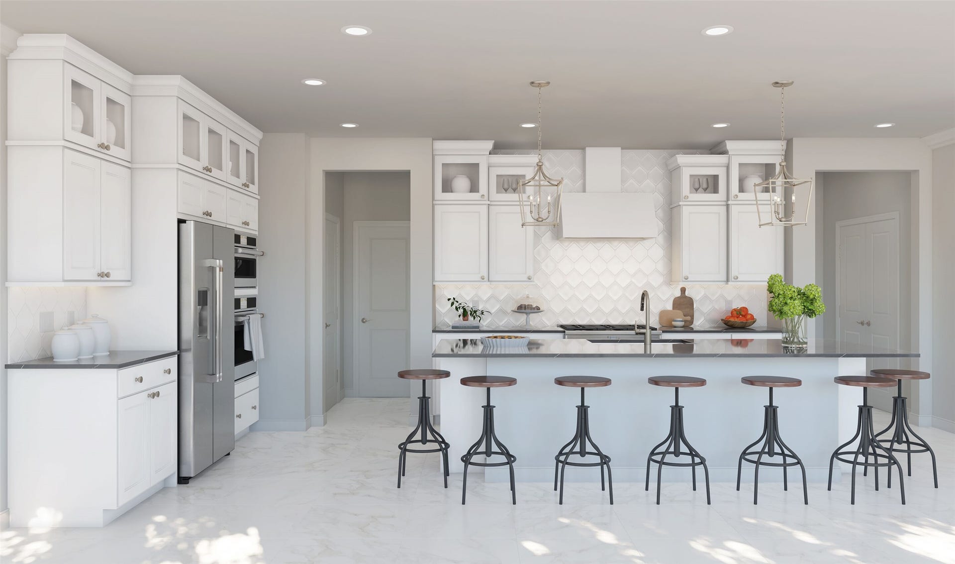 13314 Leon Hollow Lane, Houston, TX 77048 Gourmet island kitchen (*Artist rendering used for illustration purposes only. Colors/finishes may differ from the ones currently selected in the home.)