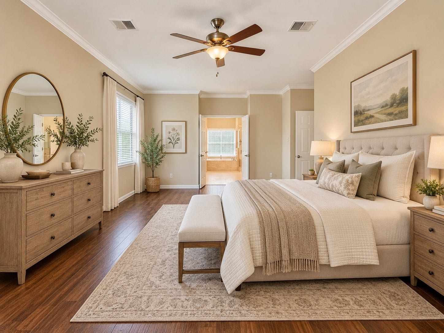 14206 Torrey Vista Drive, Houston, TX 77014 Primary bedroom with ensuite and double sinks, virtually staged to envision the possibilities