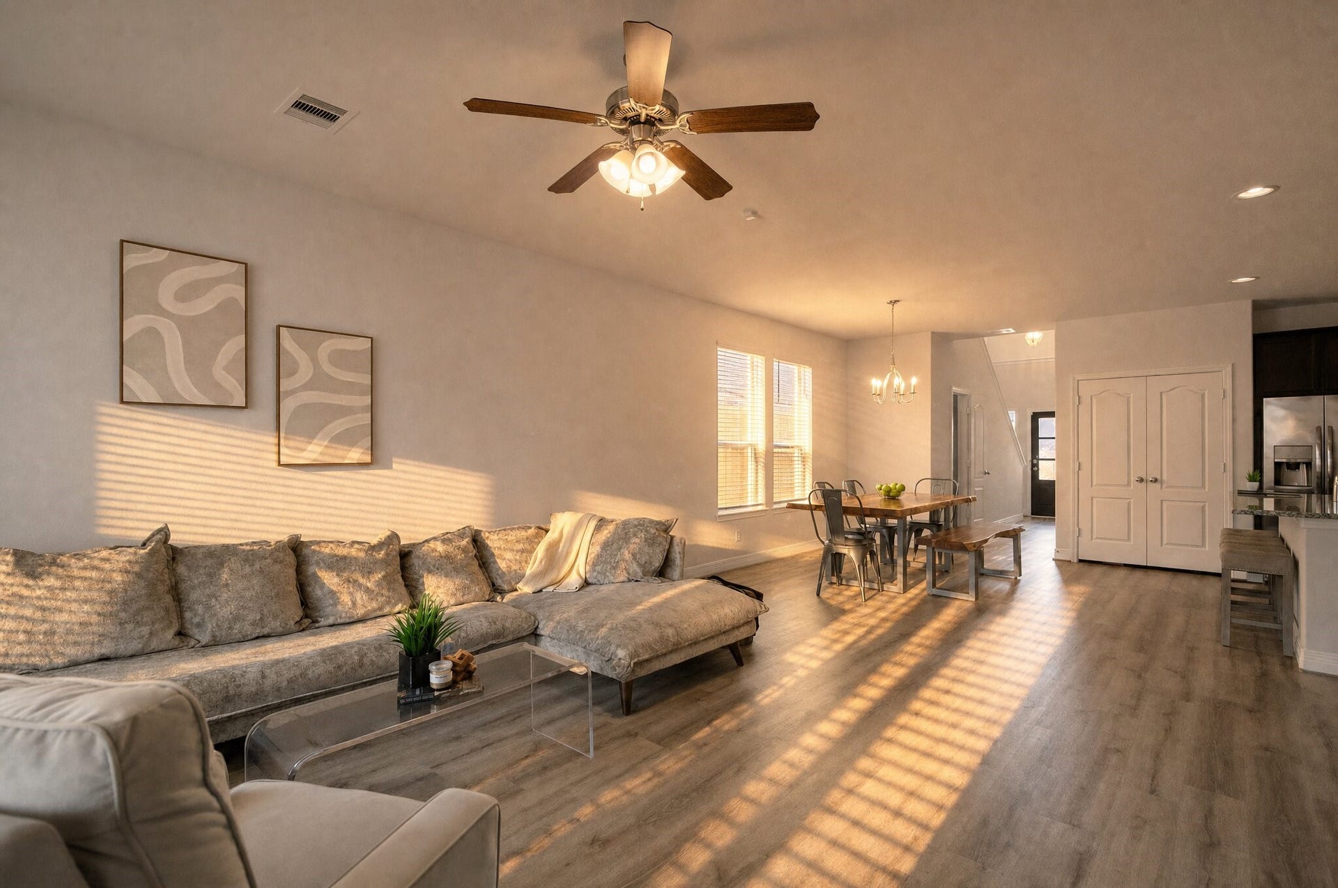 Everyday life flows naturally through your open living and dining space, giving you plenty of room to gather, dine, and unwind together. This photo has been digitally edited.