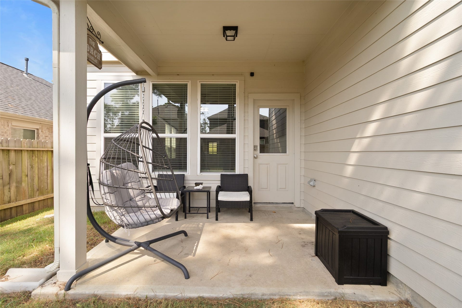 Your covered patio gives you a comfortable spot to sip your morning coffee, enjoy the fresh air, or settle in for a quiet evening outdoors.
