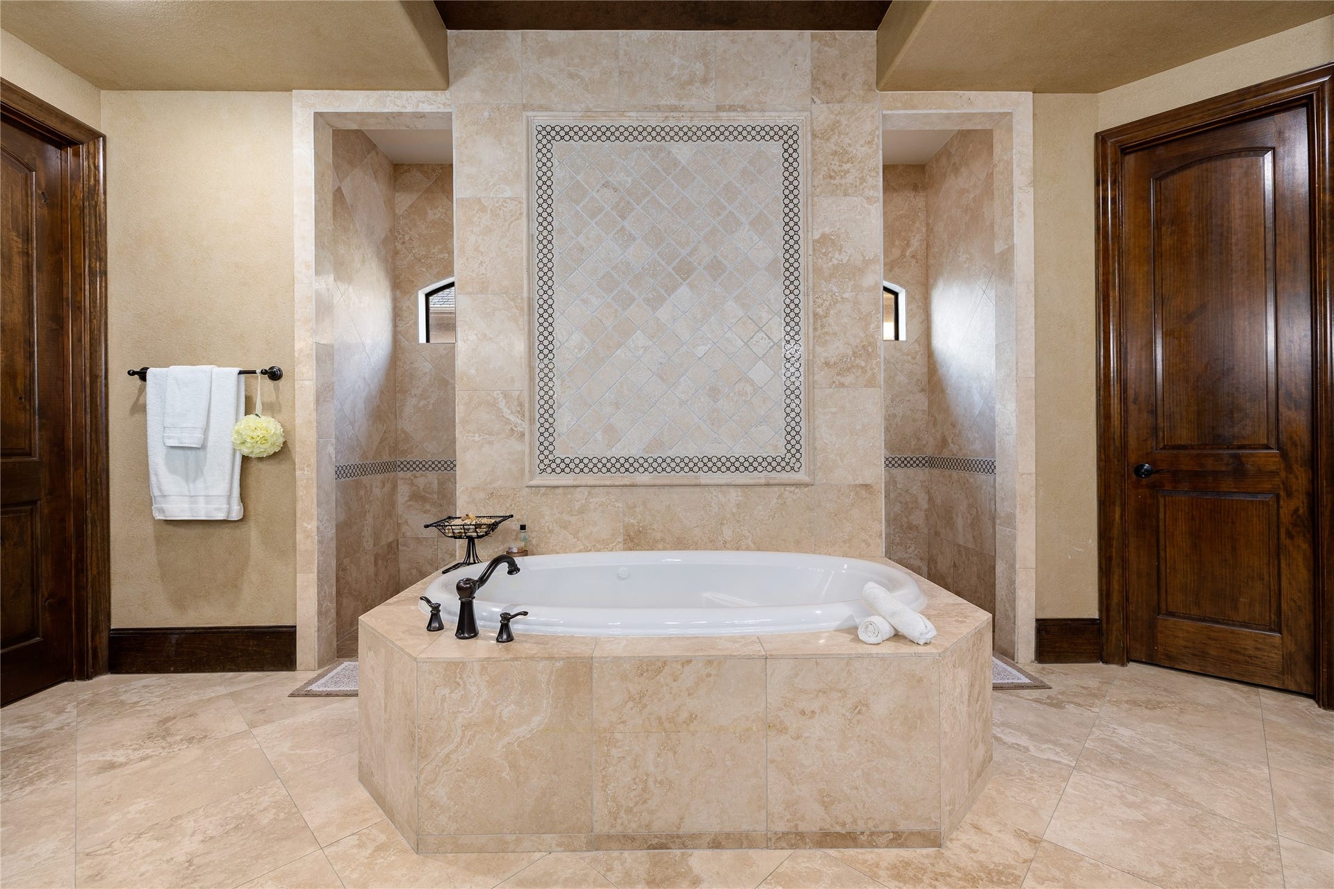27711 Charter Lake Lane, Katy, TX 77494 Spa-inspired bath with oversized shower, soaking tub, dual vanities, and generous walk-in closet.
