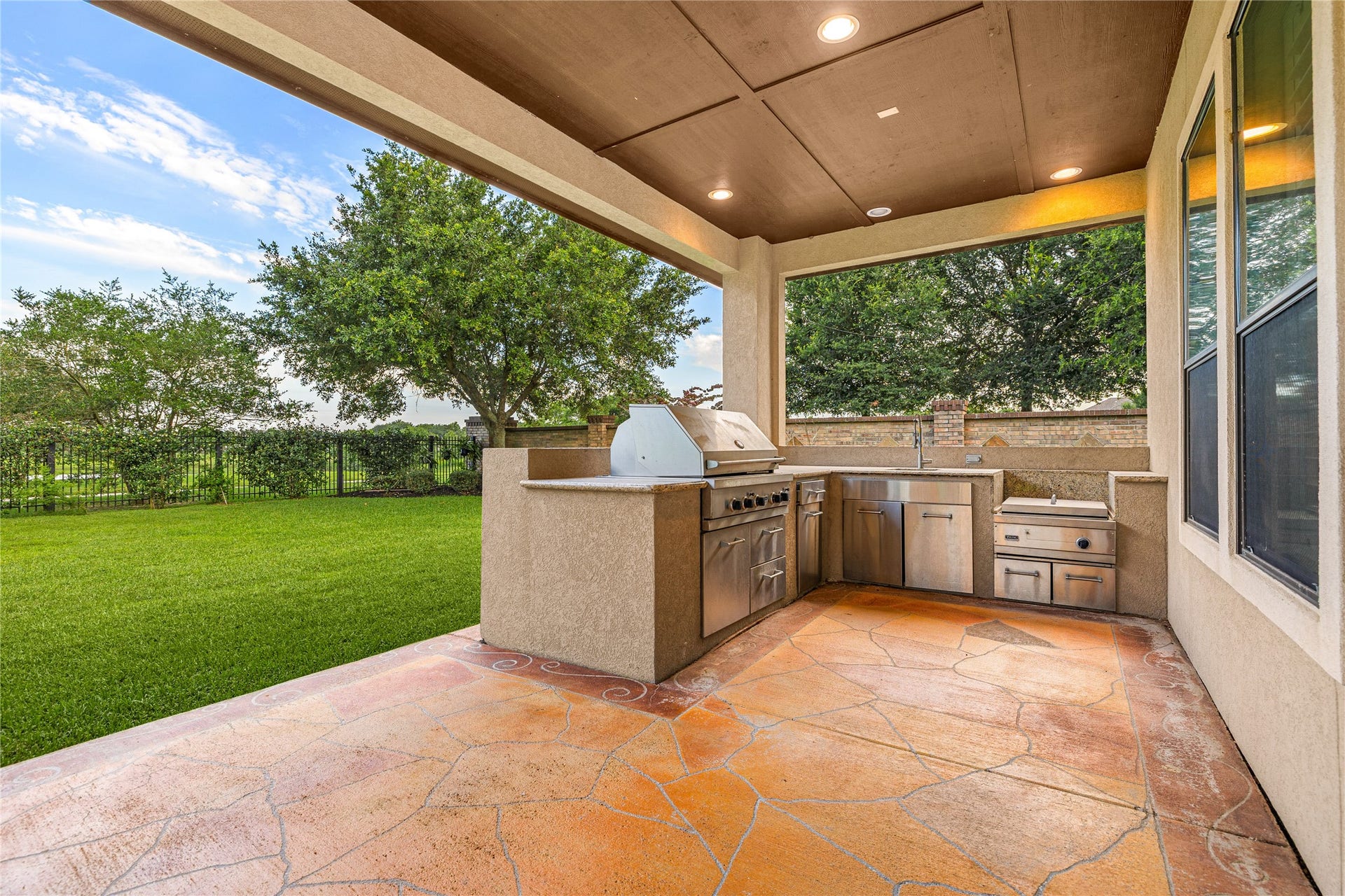 27711 Charter Lake Lane, Katy, TX 77494 Massive covered patio designed for year-round outdoor living and entertaining.