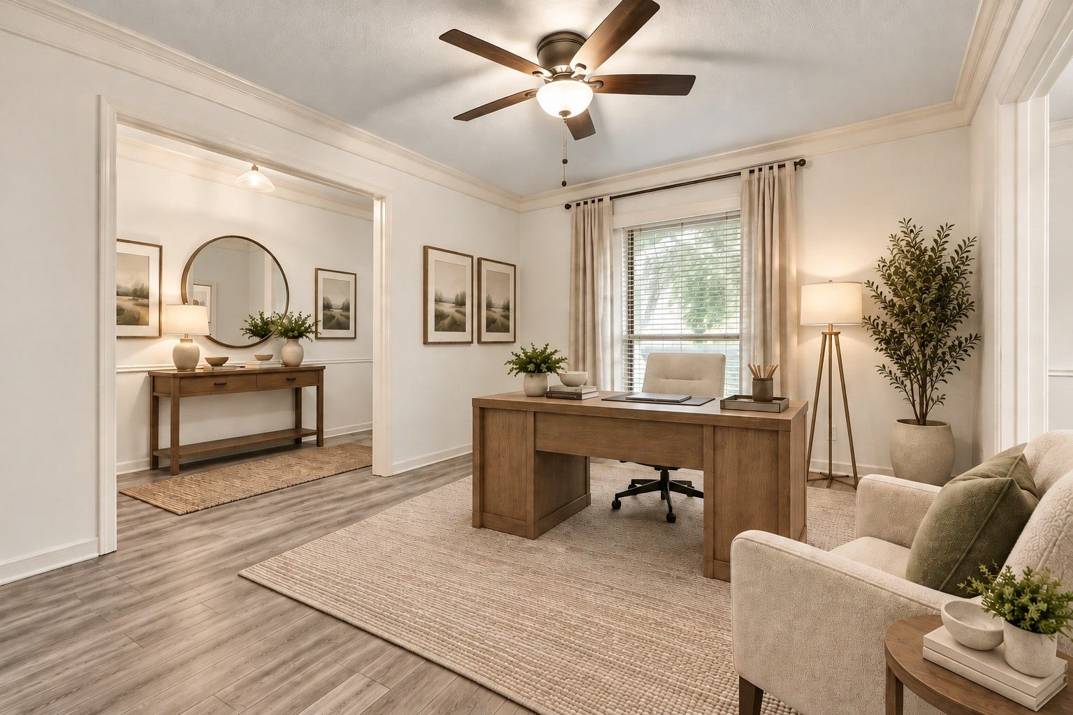 As you enter this could be your private office and/or playroom- or use however you wish... 
Virtually staged.