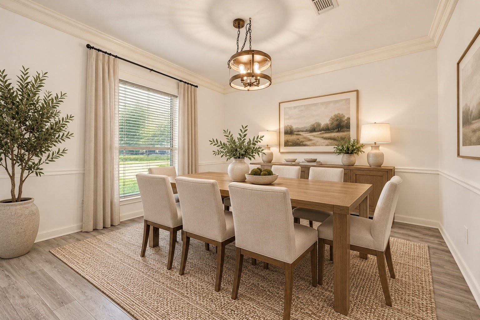The formal dinning room is spacious and convenient to the kitchen area.... just imagine all the great family meals you'll have here. Virtually staged.