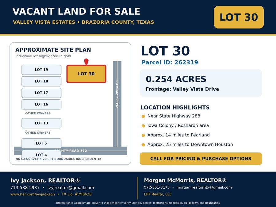Property photo for Lot 30 Valley Vista Drive, Rosharon, TX