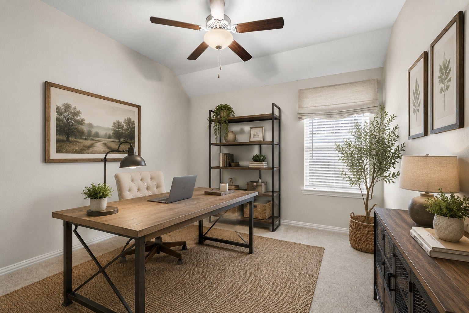 2143 Moss Creek Lane, Conroe, TX 77304 Versatile fourth bedroom, currently staged as a home office, offering flexible space to fit your lifestyle. *VIRTUALLY STAGED*