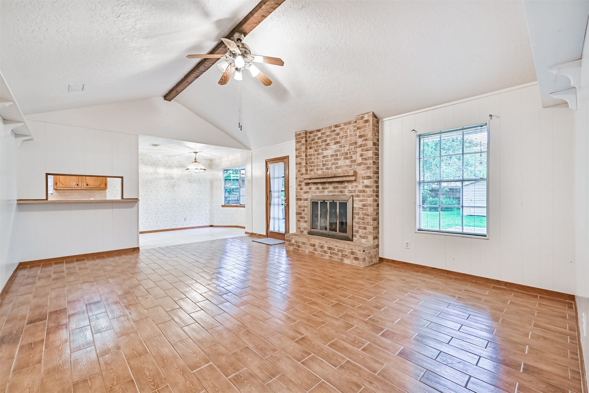 2012 Scott Street, La Marque, TX 77568 Living room with fireplace view