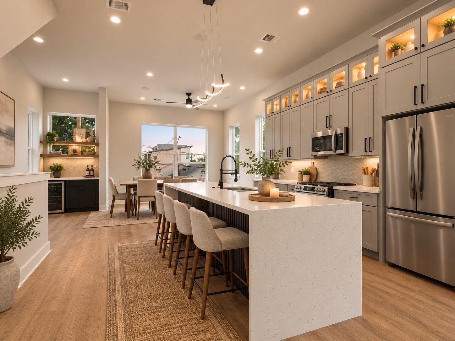 120 Estelle Street, Houston, TX 77003 The dining area offers a natural setting for shared meals and entertaining, bringing modern style and everyday functionality together. Virtually staged.