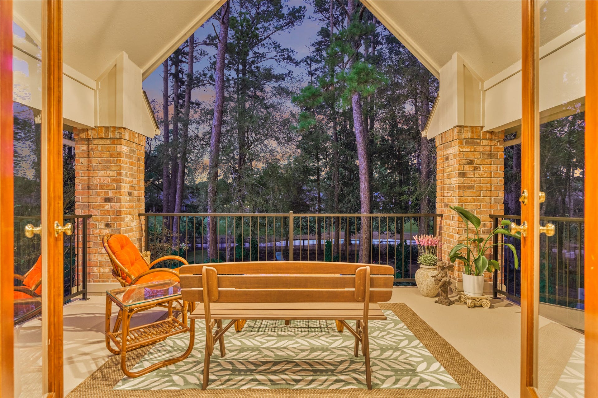 3073 Bentwater Drive, Montgomery, TX 77356 The balcony features amazing views of the poolside paradise and golf course.