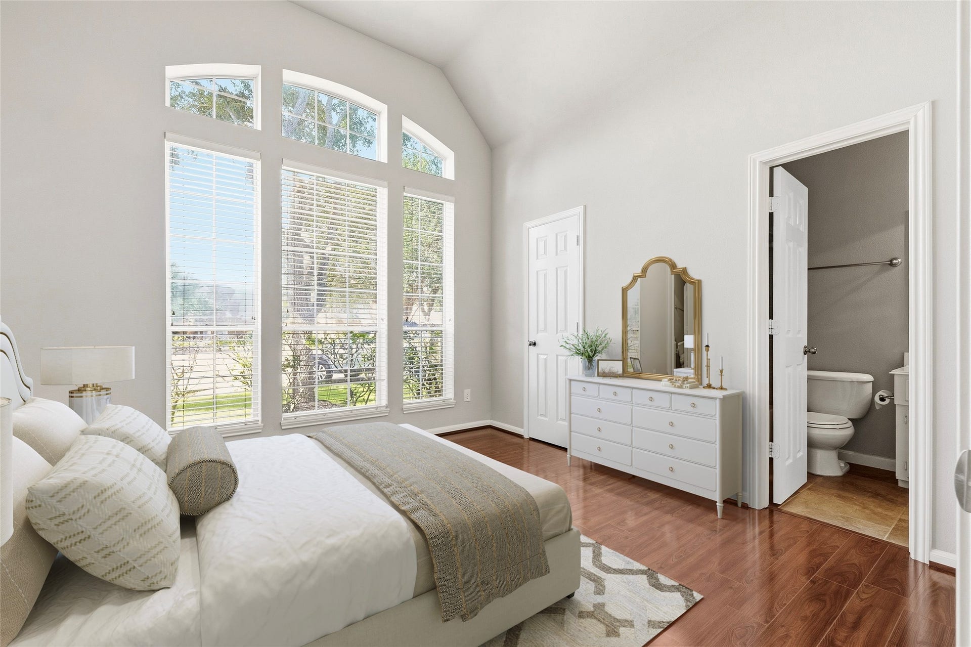 Virtual staged primary bedroom