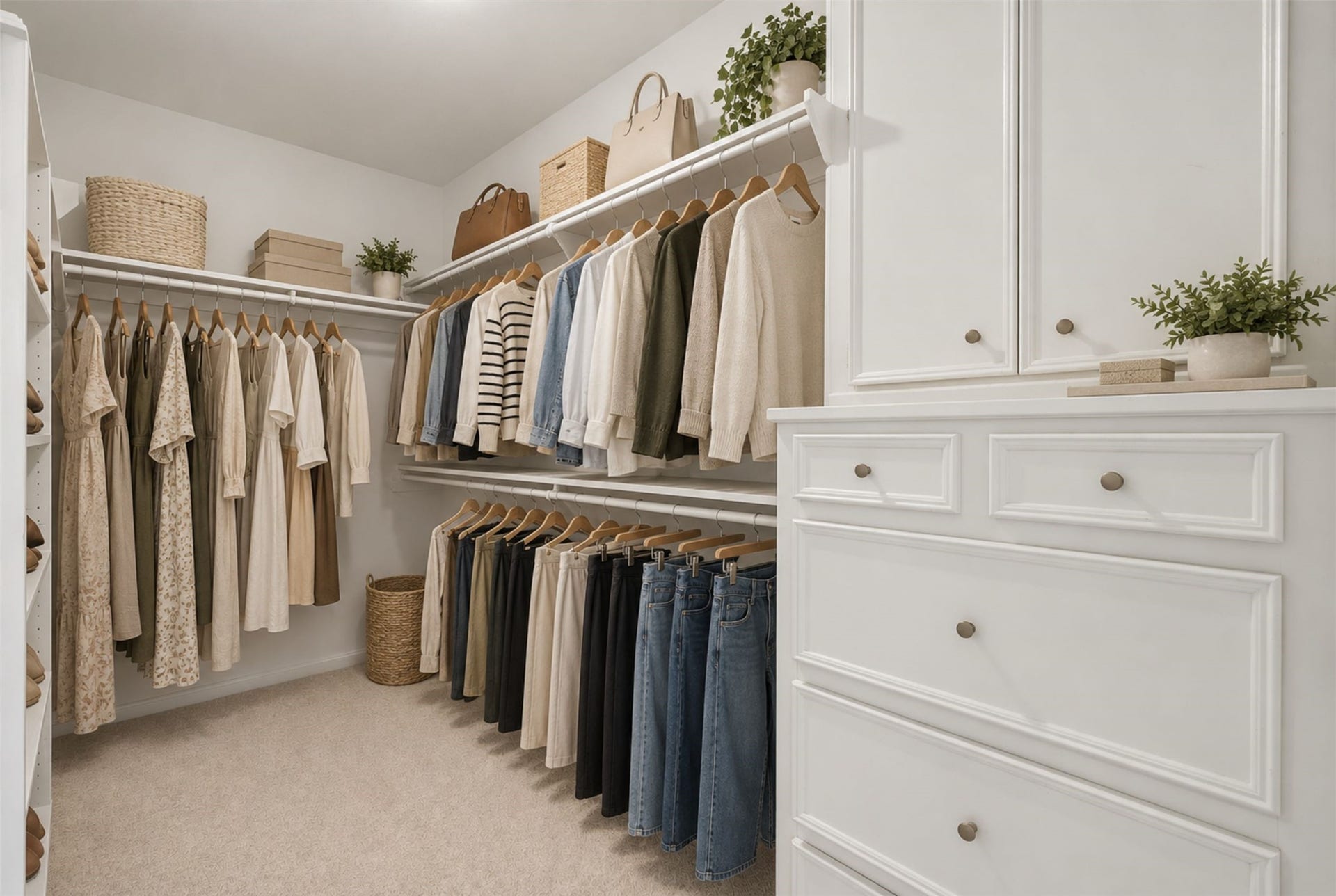 12219 Ravenmoor Drive, Houston, TX 77077 Experience the elegance of this walk-in closet, featuring spacious shelving and chic organization to elevate your lifestyle.