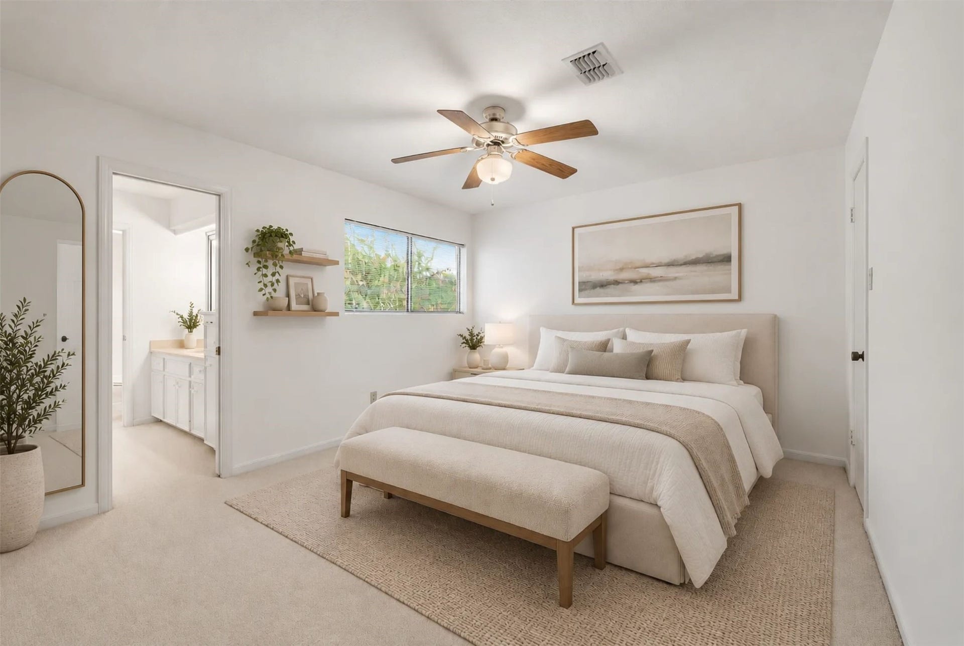 12219 Ravenmoor Drive, Houston, TX 77077 Experience the serene elegance of this bedroom. (Virtual Staging)