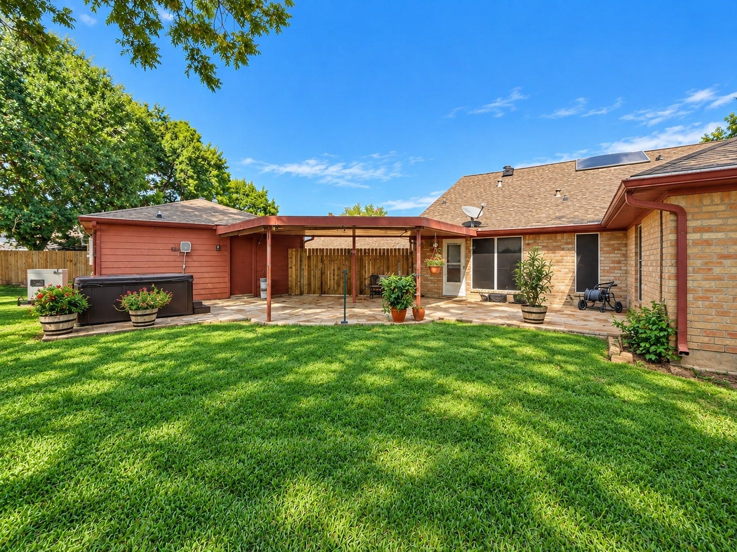 Backyard with covered patio