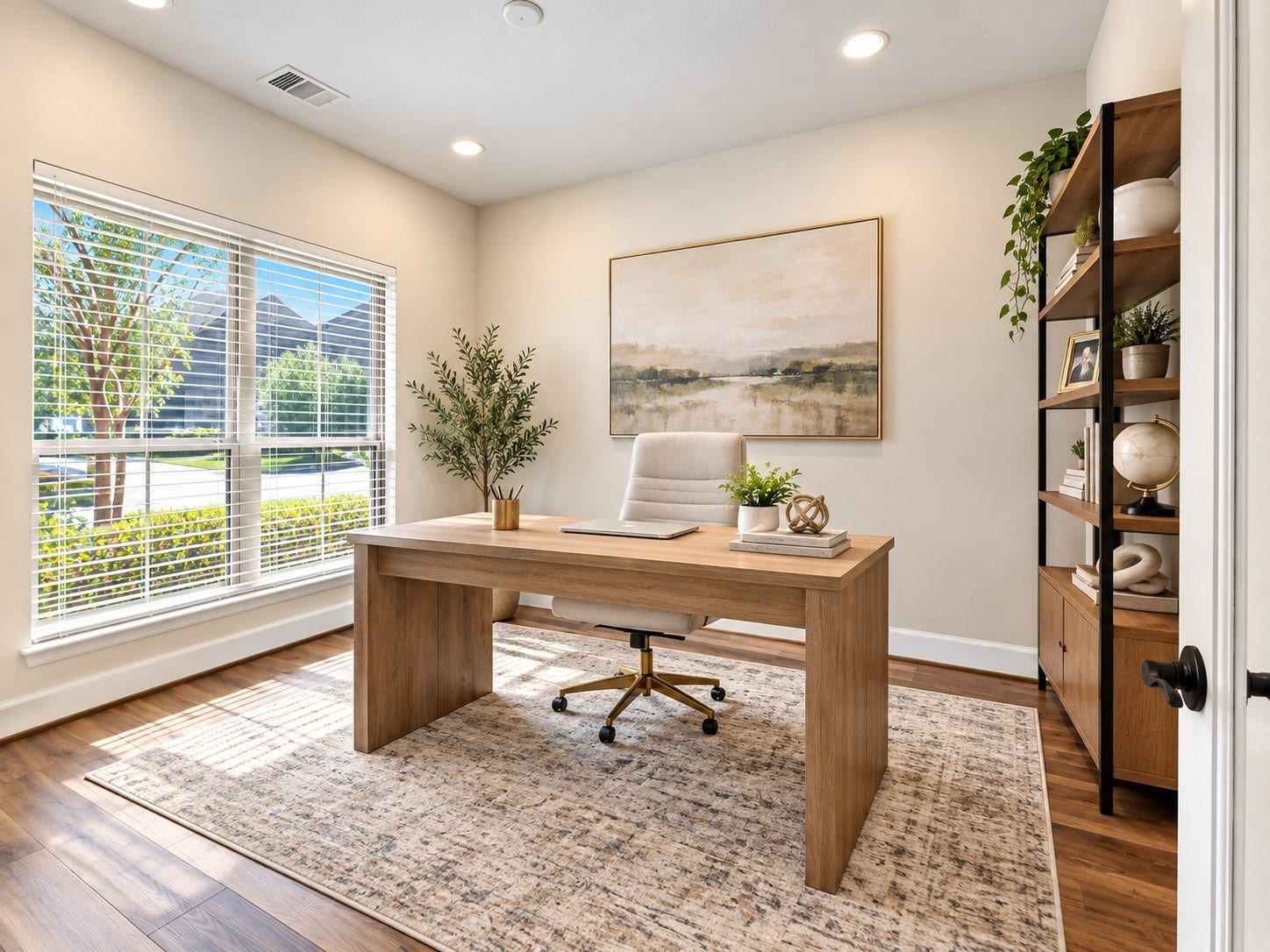 146 Dove Springs Court, Conroe, TX 77304 Virtually Staged: Located just off the entry, the private study features double see-through doors, creating a bright and comfortable space for working from home, studying, or enjoying a quiet moment.