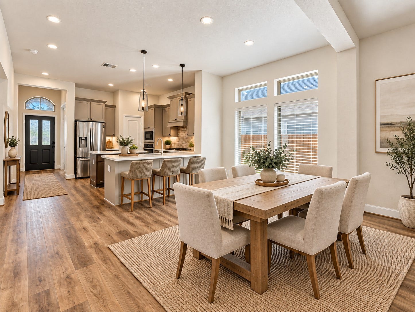 146 Dove Springs Court, Conroe, TX 77304 Virtually Staged - Open to the kitchen and living room, the dining area gives you a comfortable place for family meals, morning coffee, or gathering with friends.