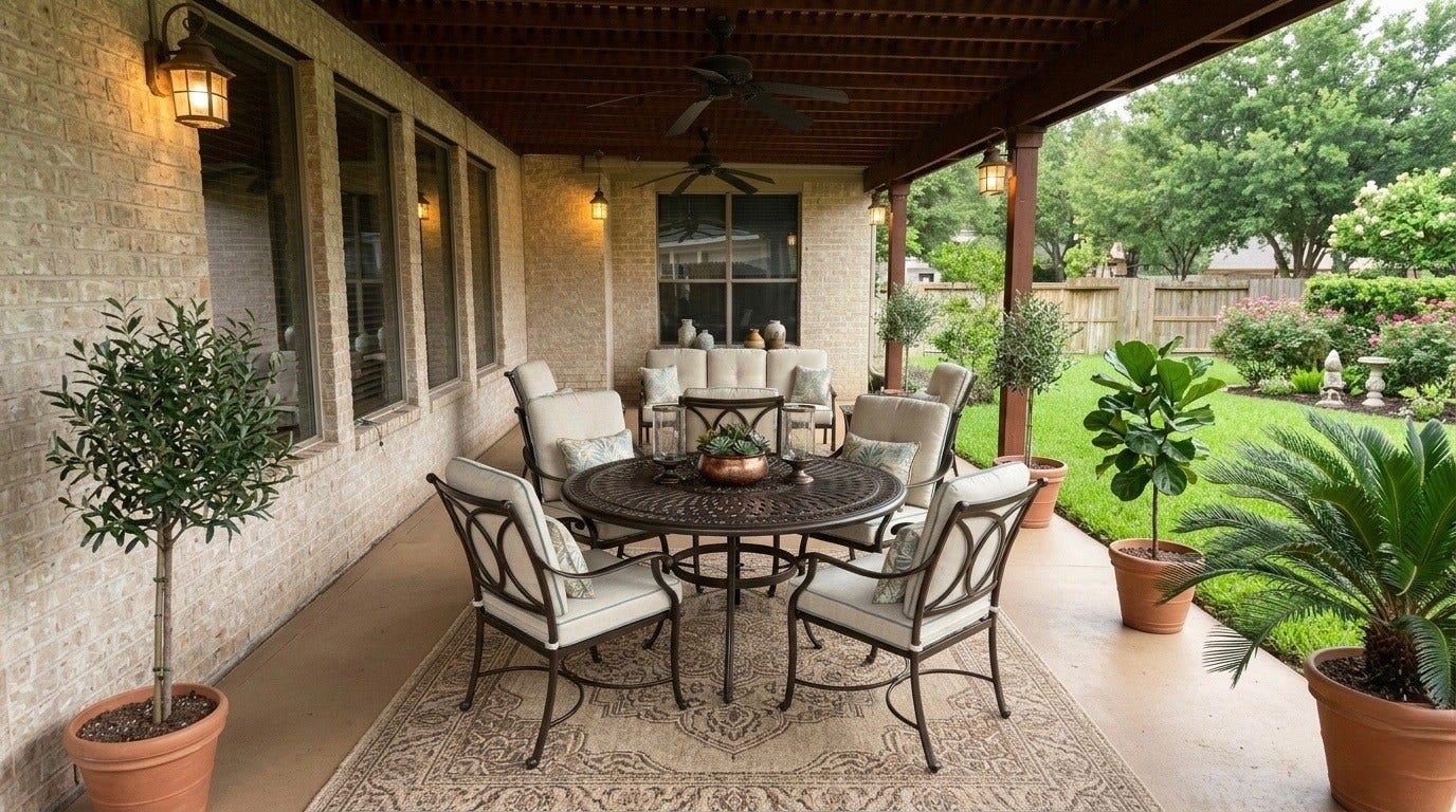 21603 Statfield Glen, Katy, TX 77450 The covered back patio is perfect for relaxing or entertaining guests.