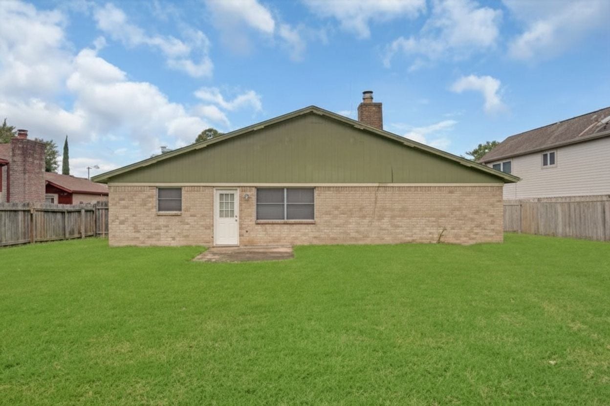 1707 Stone Lake Drive, Missouri City, TX 77489 Expansive fenced backyard with plenty of open green space for outdoor enjoyment.