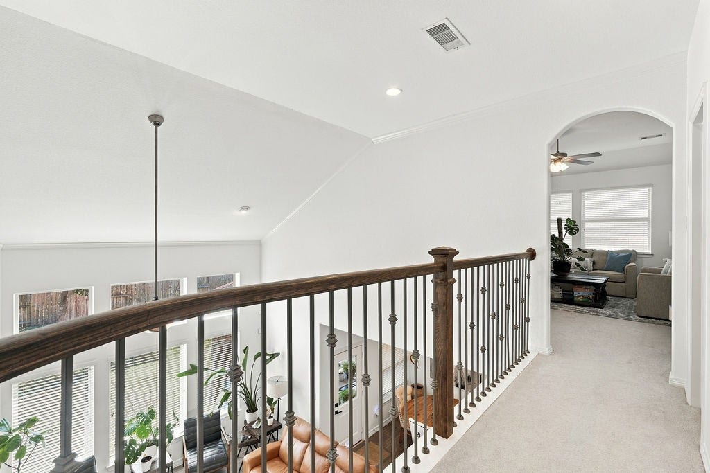 9918 Hubble Drive, Iowa Colony, TX 77583 Balcony overlooking living room leading to Game/Flex room.