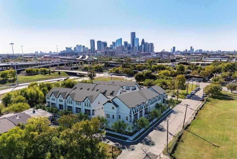 2743 Providence Street, Houston, TX 77020 Virtually enhanced aerial photo shows how the completed community will appear.