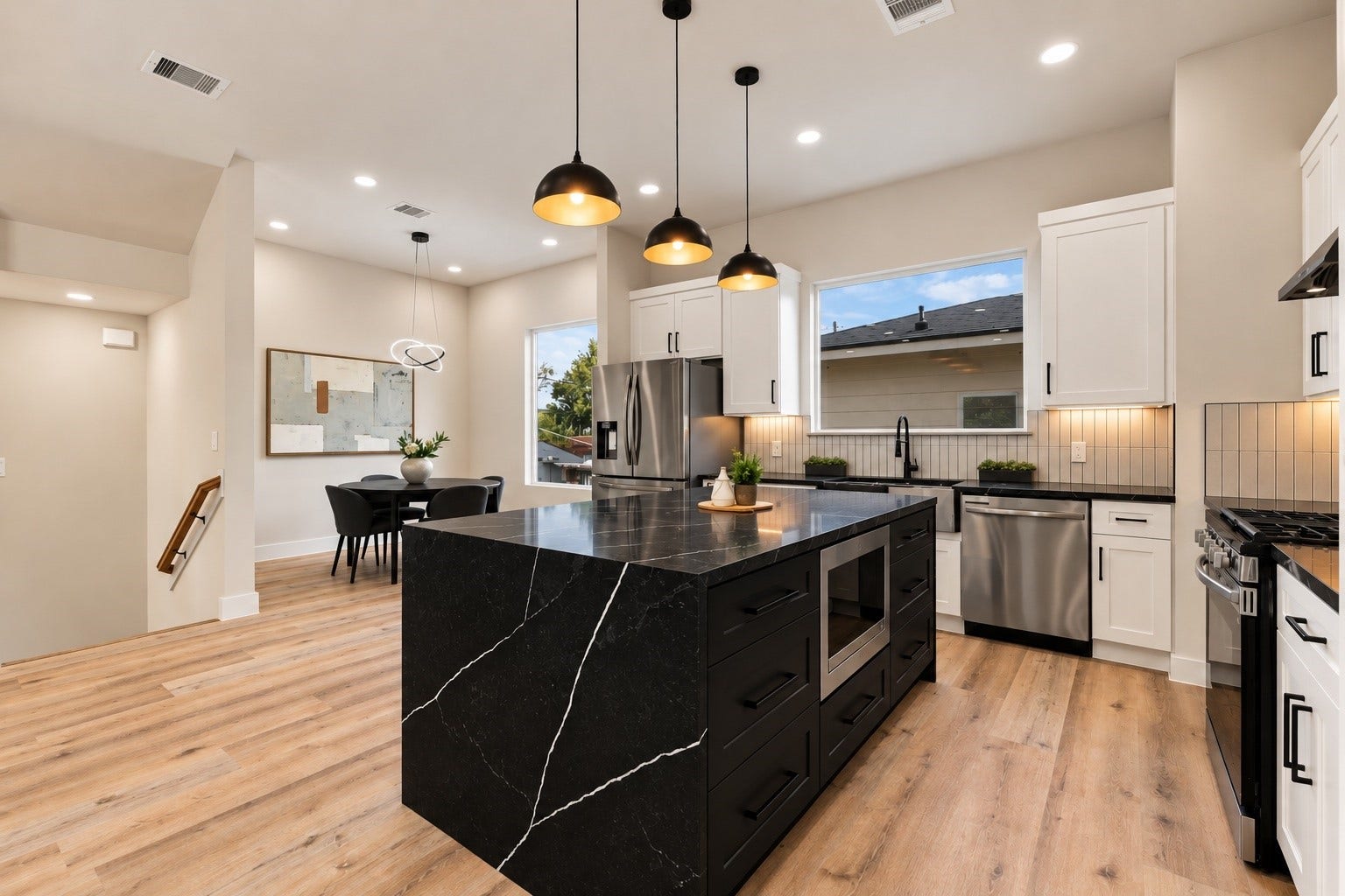 4717 Branch Street, Houston, TX 77021 Modern kitchen luxury functional island with built-in storage drawers keeps your culinary tools right at hand.