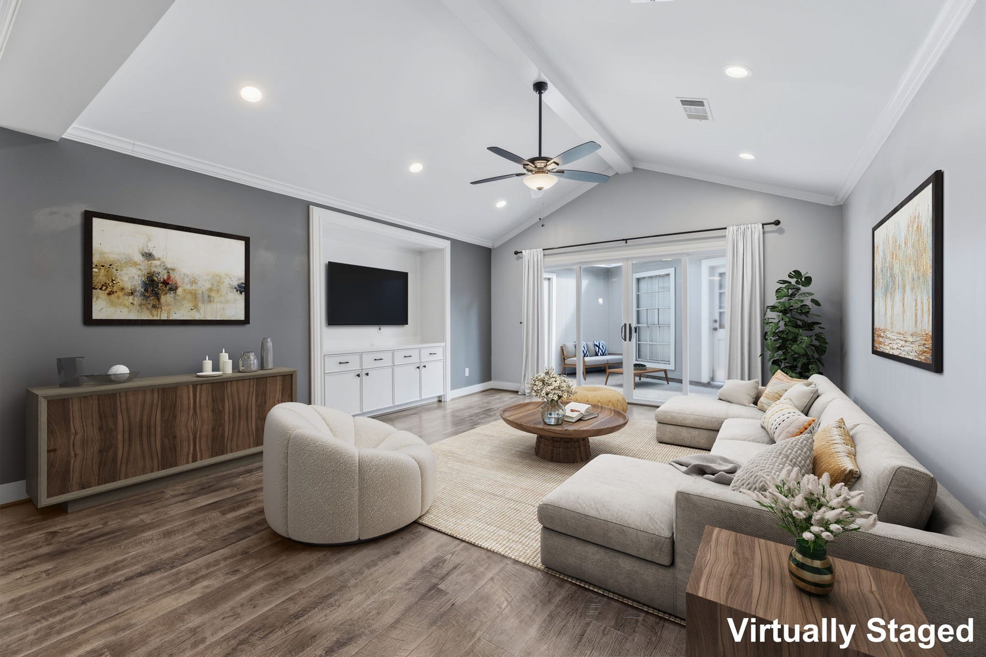 9410 Fairdale Lane, Houston, TX 77063 Virtually staged Family room