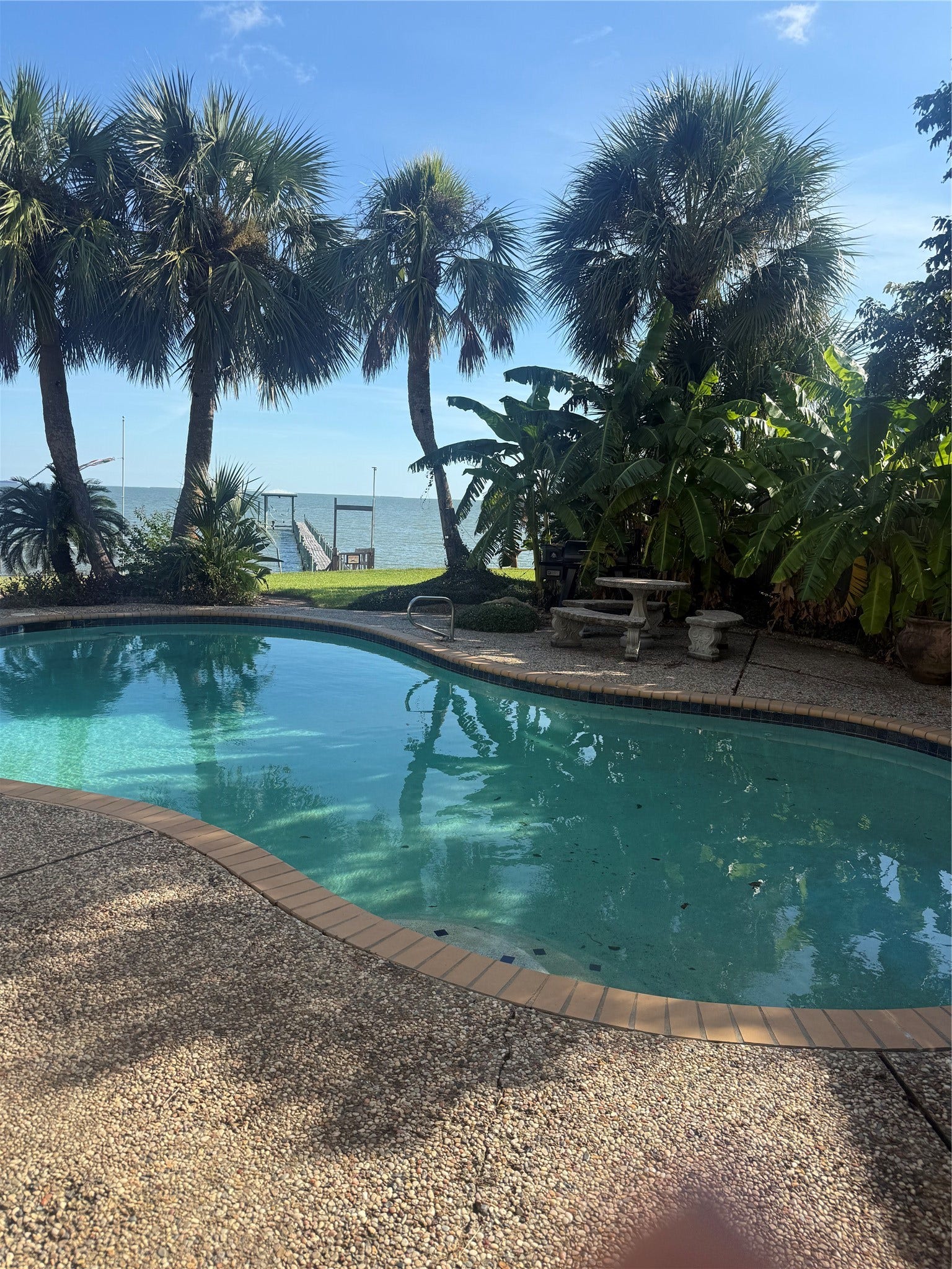 4715 W Bayshore Drive, Bacliff, TX 77518 Private pool to relax and enjoy.