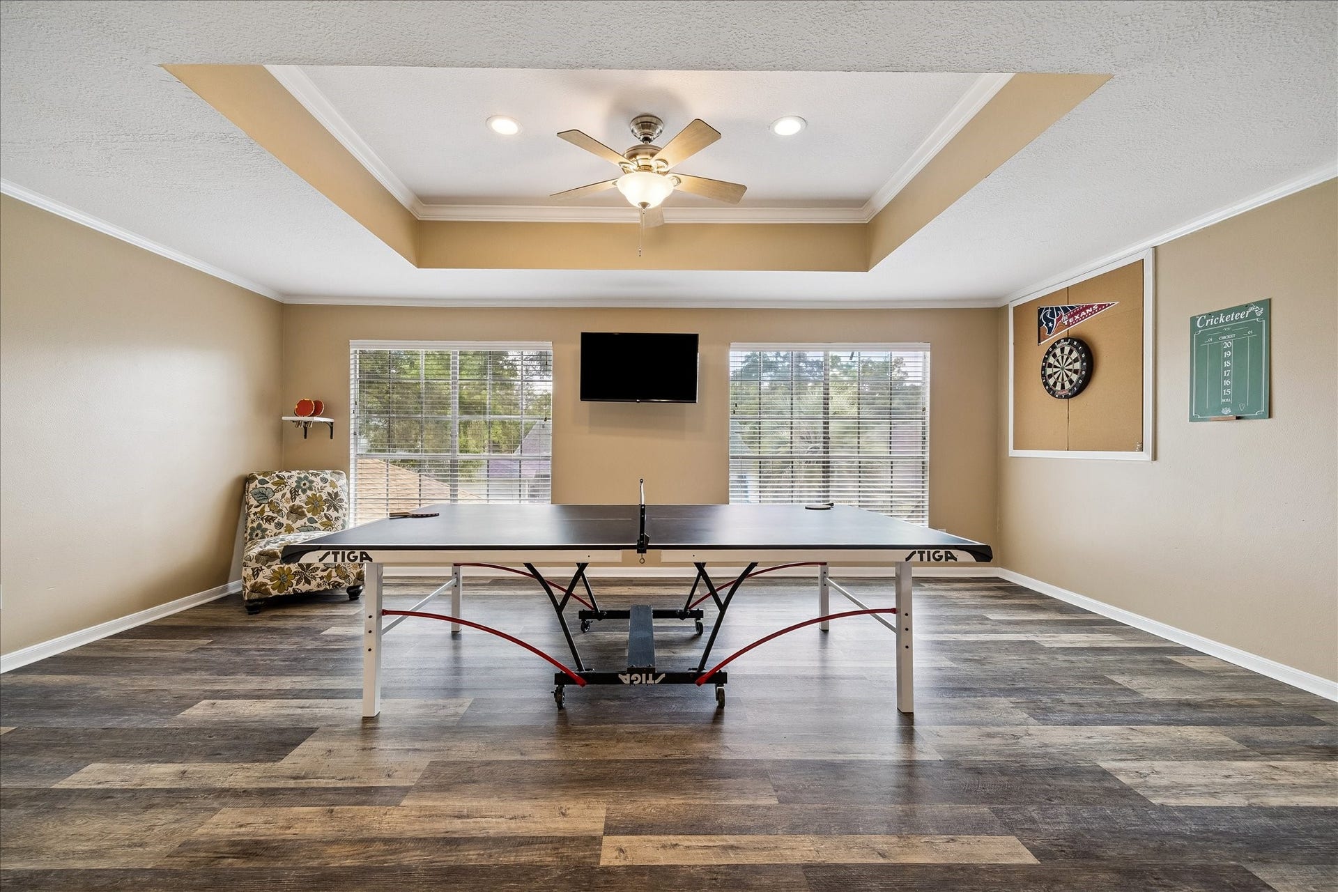 2919 Forest Garden Drive, Kingwood, TX 77345 Upstairs you will find a very large game room with tray ceilings.